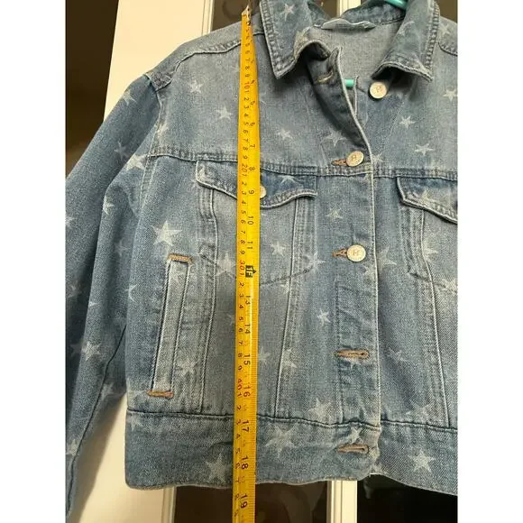 Highway Jeans Star Print Cropped Denim Jacket Women’s Medium Blue Jean Coat - Picture 7 of 8